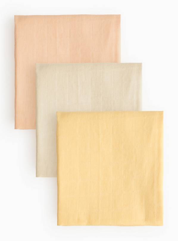 Plain Muslin Cloths 3 Pack One Size